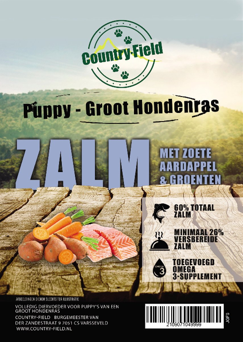 Country-Field Country-Field Graanvrij Puppy Large zalm 12kg