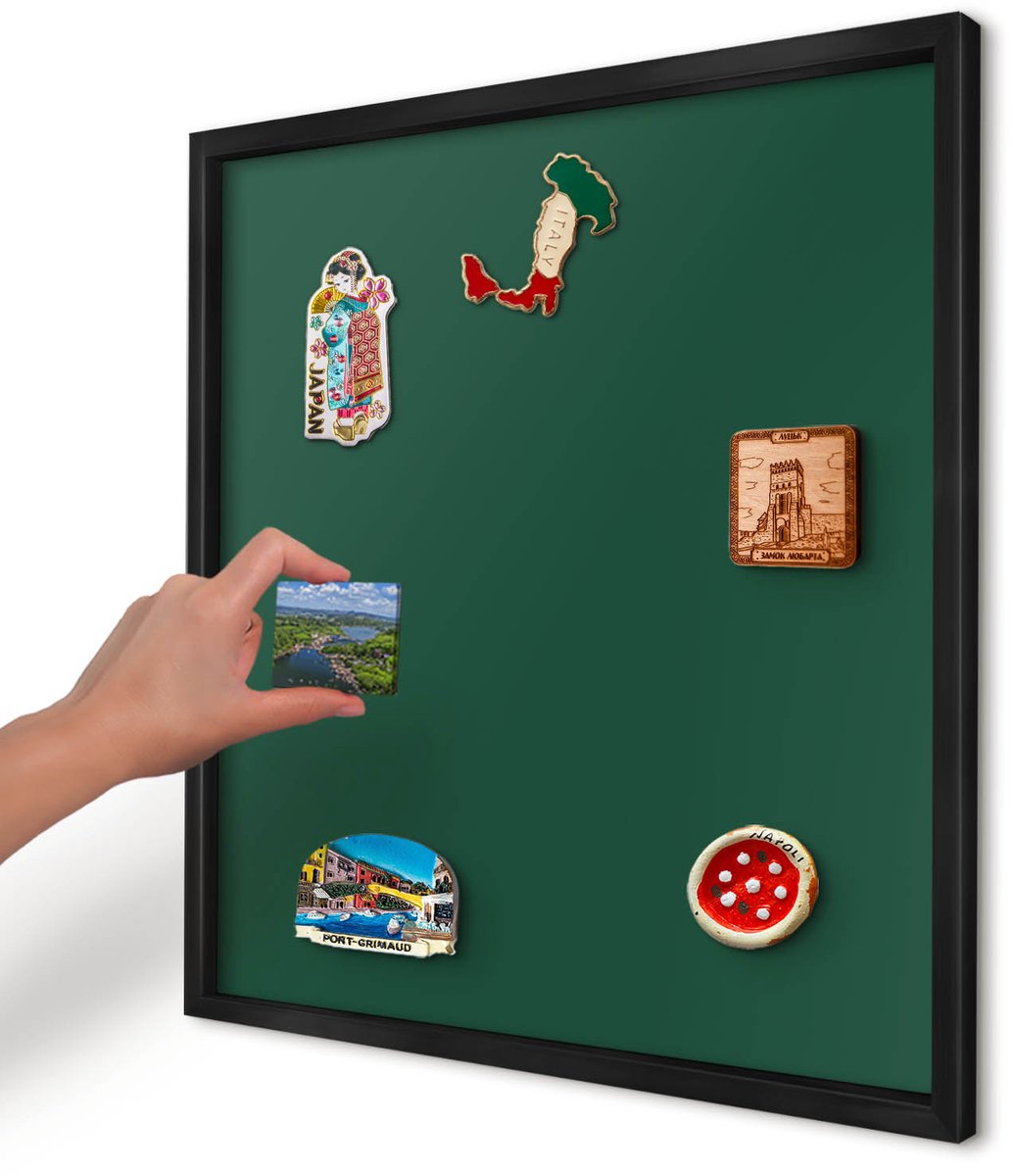 Artprintcave Groente Magneetbord mit Zwart Frame - 50x50 cm - Flesgroen Notitiebord - Minimalist Magneetbord Voor Keuken - Achtergronden En Patronen