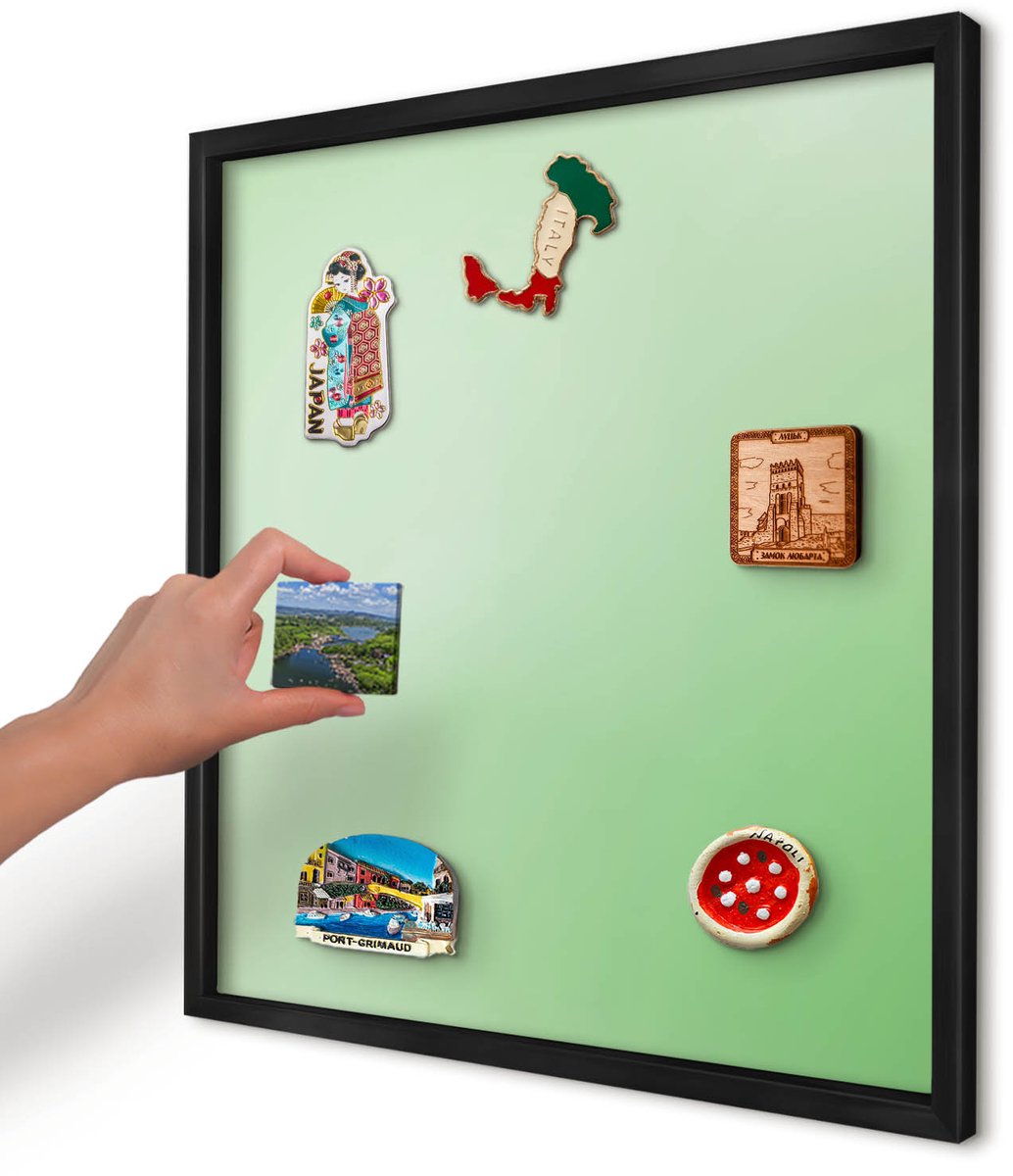 Artprintcave Groente Magneetbord mit Zwart Frame - 50x50 cm - Groene Harmonie Magneet Bord mit Frame - Minimalist Memobord Keuken - Achtergronden En Patronen