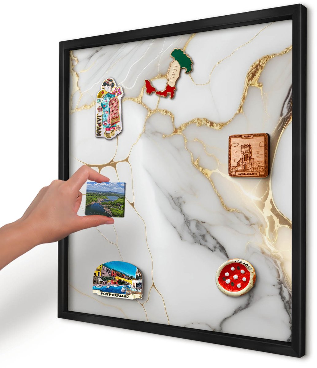 Artprintcave Wit Magneetbord mit Zwart Frame - 50x50 cm - Abstract Marmer Magnetisch Bord - Abstract Wandbord Magnetisch - Abstractie