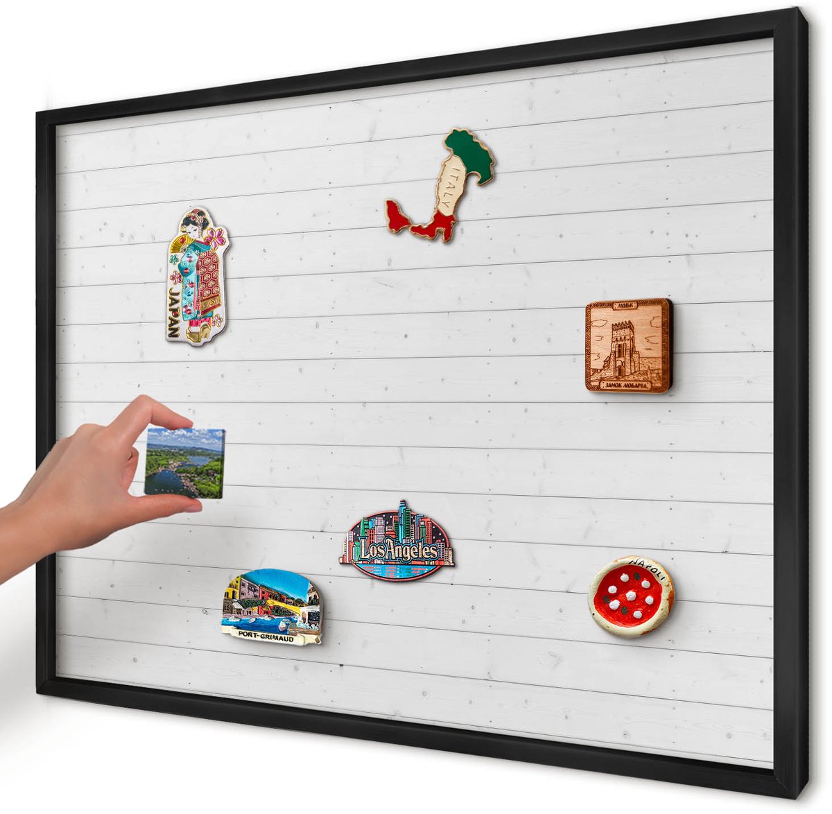 Artprintcave Wit Magneetbord mit Zwart Frame - 70x50 cm - Witte Borden Magneetbord Voor Foto's - Scandinavisch Wandbord Magnetisch - Texturen