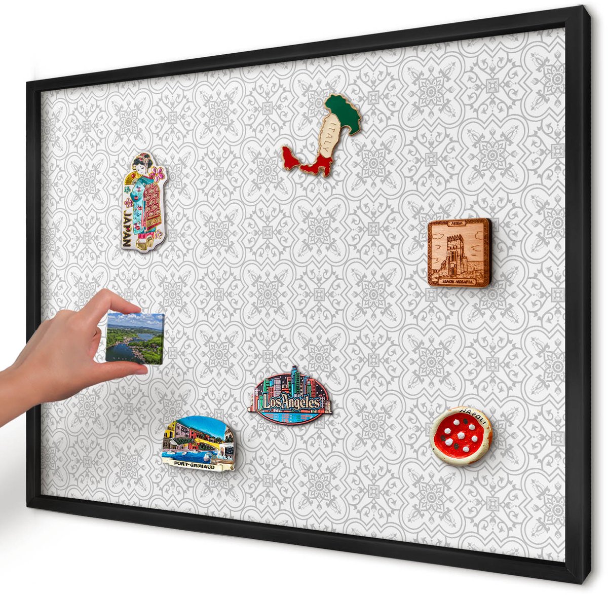 Artprintcave Wit Magneetbord mit Zwart Frame - 70x50 cm - Geometrische Symmetrie Magneetbord Voor Foto's - Minimalist Magnetisch Bord - Achtergronden En Patronen
