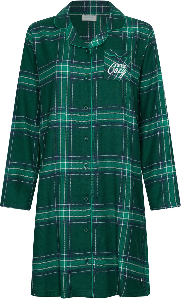 MyRebelle- Nachthemd - Cozy - Katoen Flanel - Groen - Maat 46