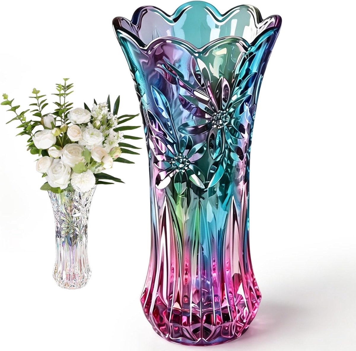 SnelShoppen - Bloemenvaas 24 cm - Glazen Tulpenvaas - Dikwandige Stabiele Vaas - Elegante Tafeldecoratie voor Bruiloften en Woonkamer - Perfect Cadeau