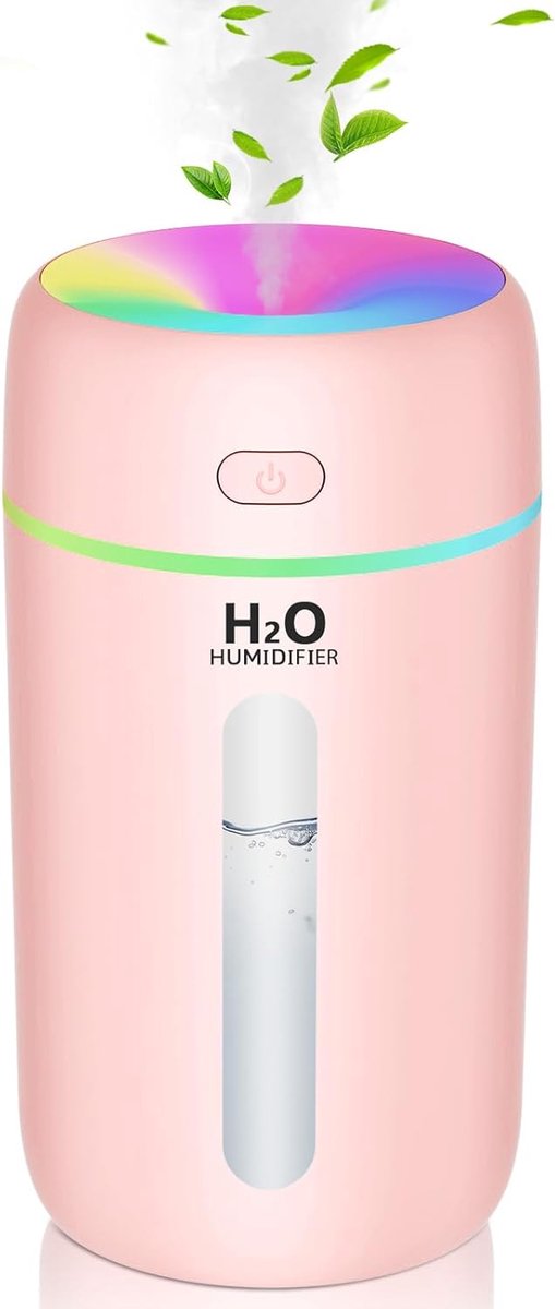 SnelShoppen - Compacte 250ml Vernevelaar met Glow In The Dark Functie, Kleurige LED Verlichting, Ultra Stille Luchtbevochtiger voor Thuis, Kantoor, Au