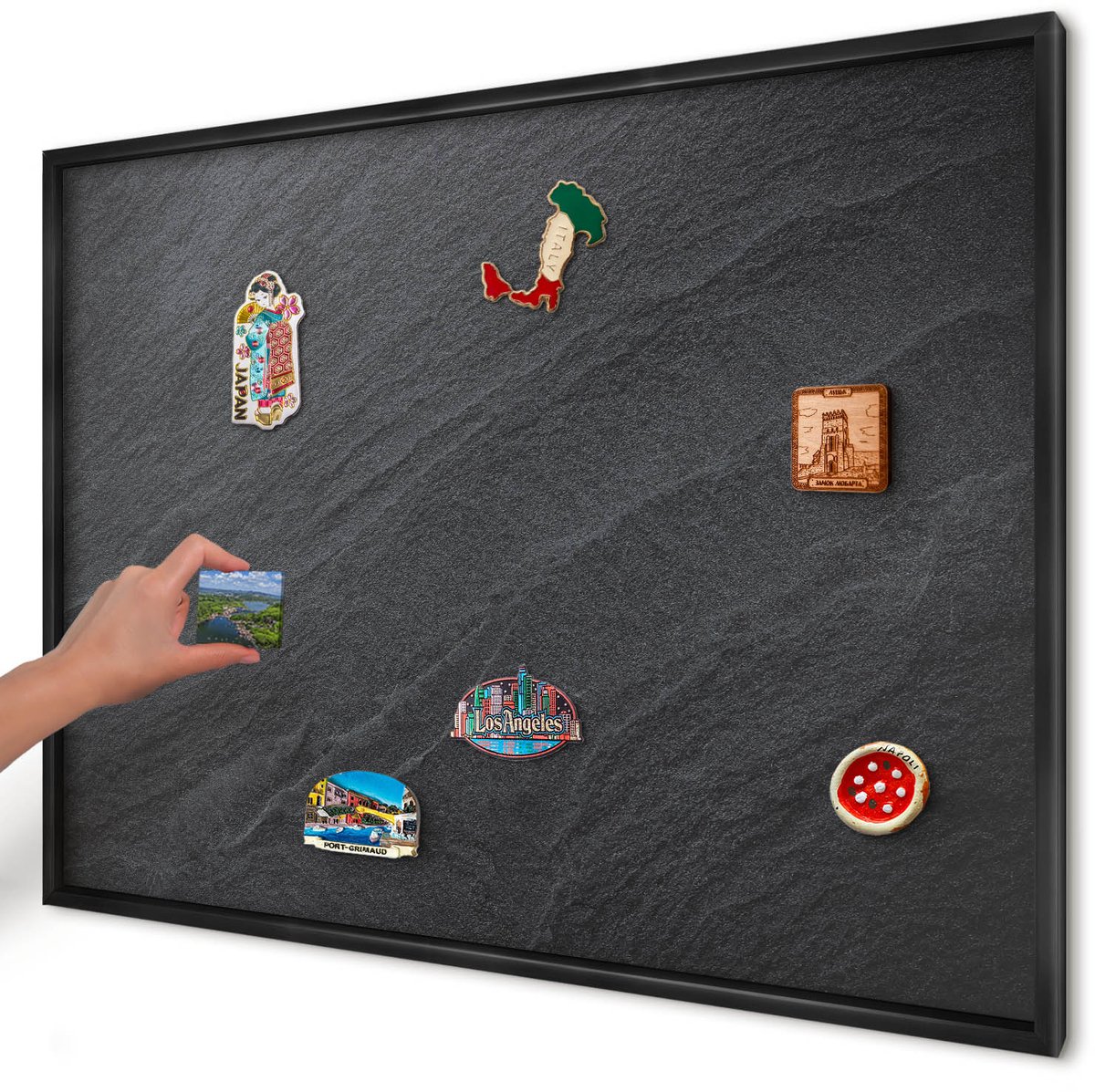 Artprintcave Zwart Magneetbord mit Zwart Frame - 100x70 cm - Grijze Textuur Magnetisch Bord - Minimalist Magnetisch Bord Voor Magneten - Texturen