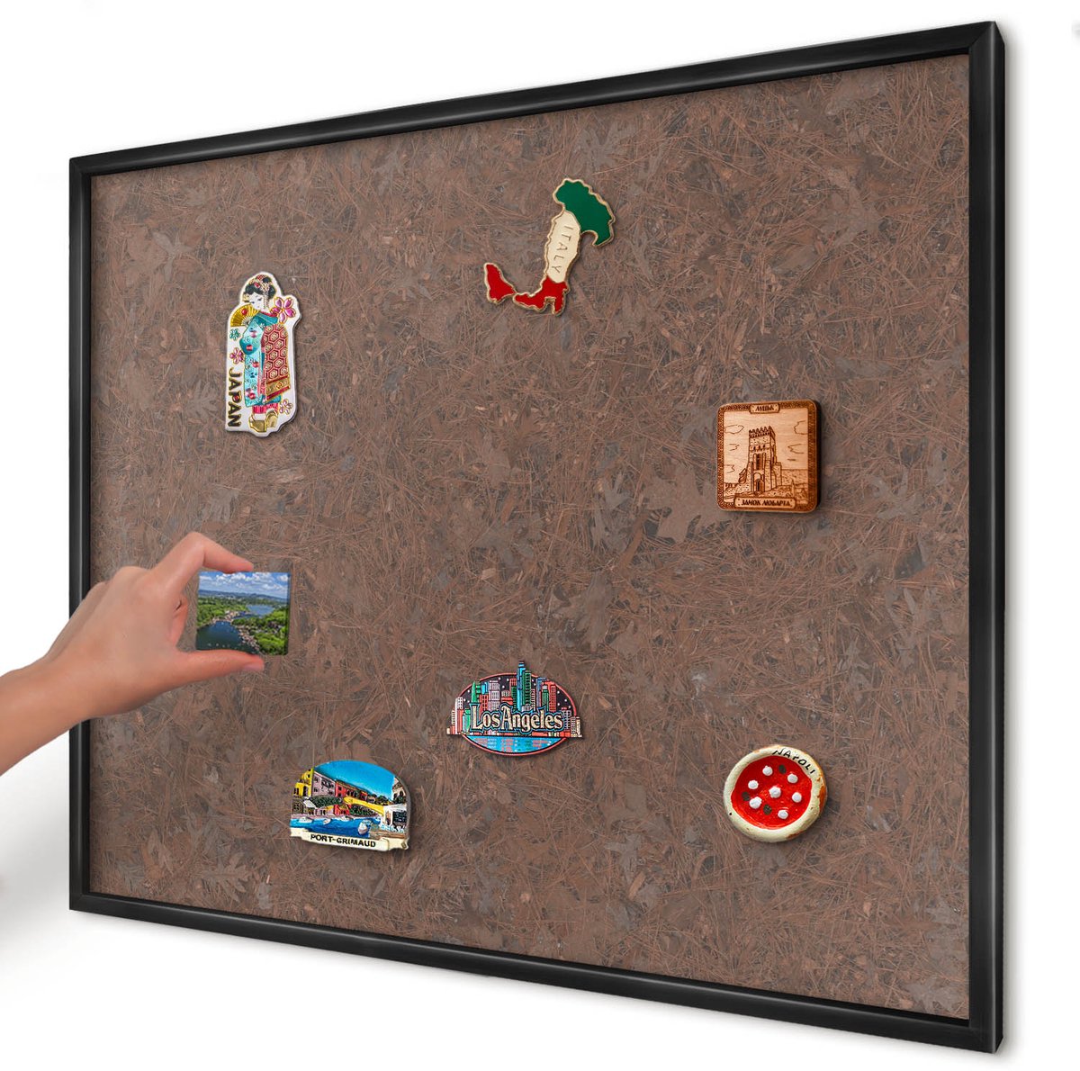 Artprintcave Bruin Magneetbord mit Zwart Frame - 80x60 cm - Herfsttapijt Notitiebord - Rustiek Magnetisch Bord - Natuur