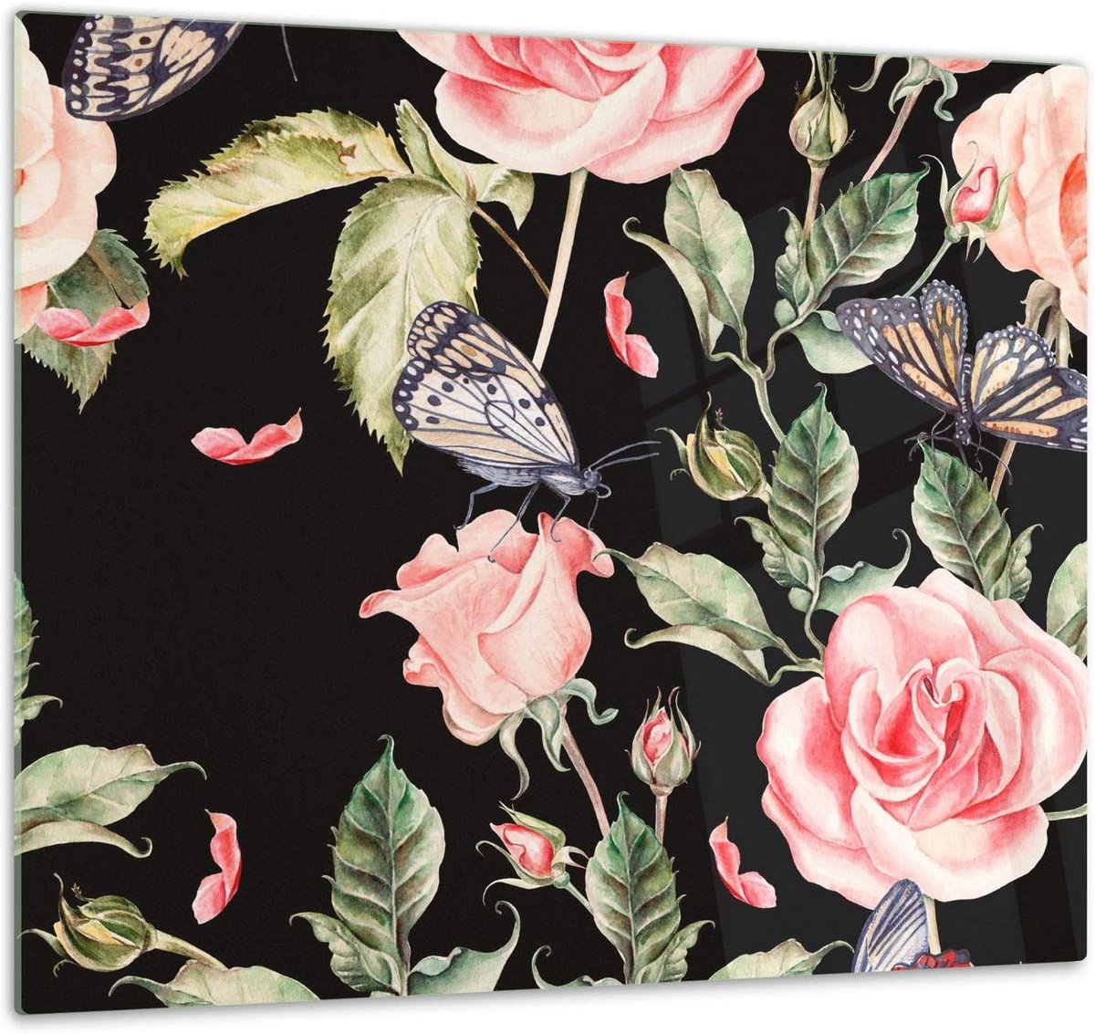 Glazen Keukenbord - Snijplank Werkblad - Koken Voorbereiden - Slag- en Krasbestendig - 60 x 52 cm - Bloemen 22