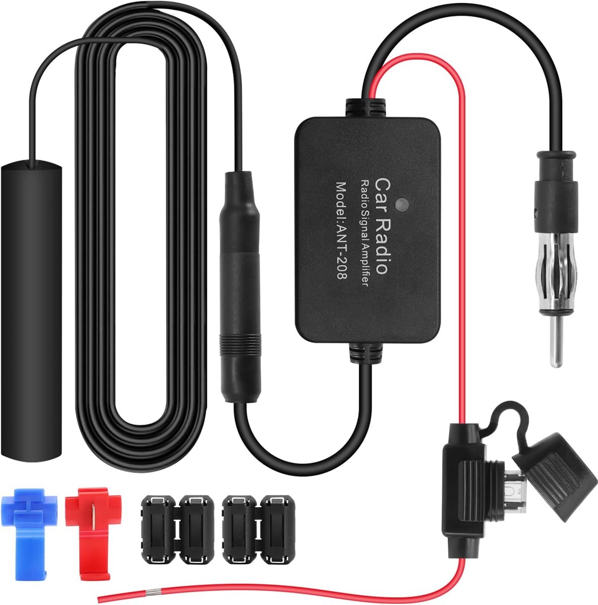 SnelShoppen - Auto Radio Antenne Versterker DAB 12V - Compatibel met DAB/FM/AM Radio - Signaal Booster voor Auto, Truck, SUV, Boot