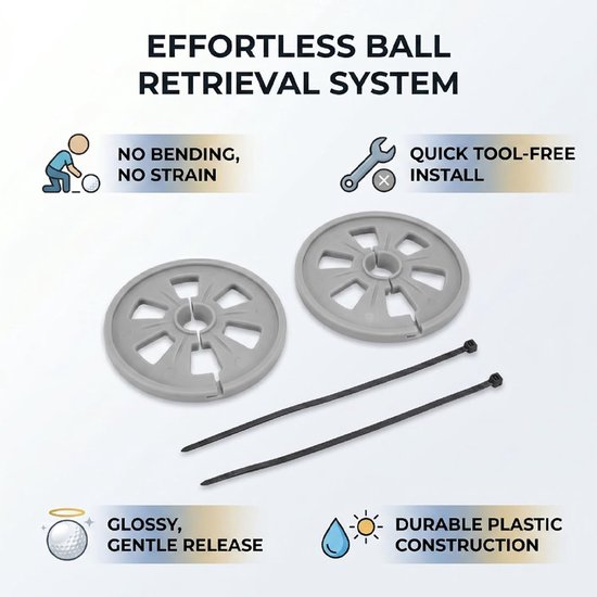 Golf Bal Retriever - Ophaalhulp Golf - Bal Uit Hole Halen - Ergonomisch Ontwerp - Set van 2 - Lichtgrijs — afbeelding 2