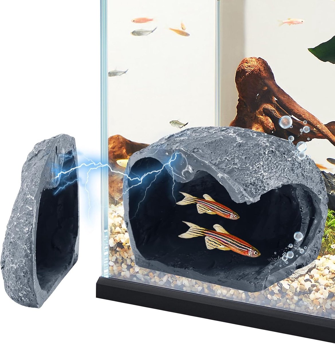 SnelShoppen - Magnetische Aquarium Cave, Vis Versteekplaats met Magneet voor Aquarium Glas, Decoratie en Kweek Cave voor Dwerghaarvissen, Meervallen,