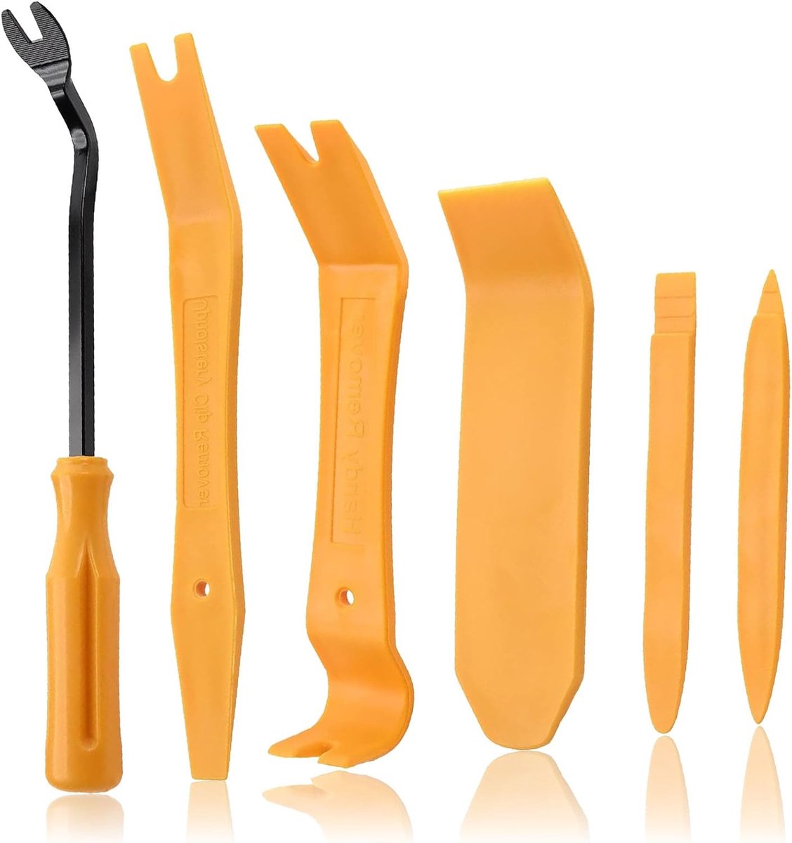 SnelShoppen - 6-delige Auto Ontmanteling Gereedschap Set, Levers, Trim Wedges, Kunststof Ontkoppel Tools, Car Audio/CD Verwijder Tools, Veilig Ontmant