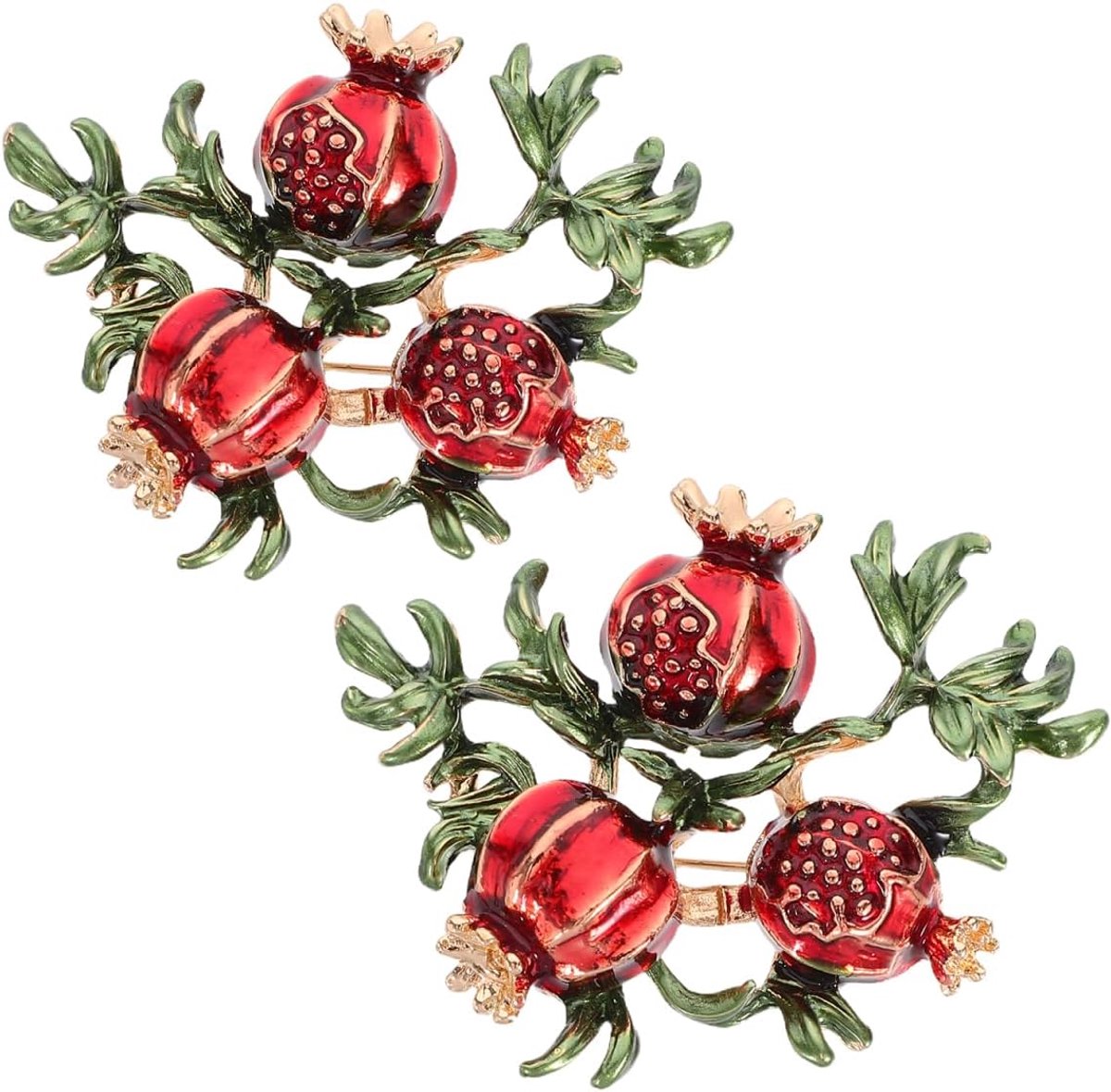 2 stuks granaatappel borstnaald broche van legering elegante borstnaald granaatappel broche korset mode, 4.8 * 4.1cm, Metaal