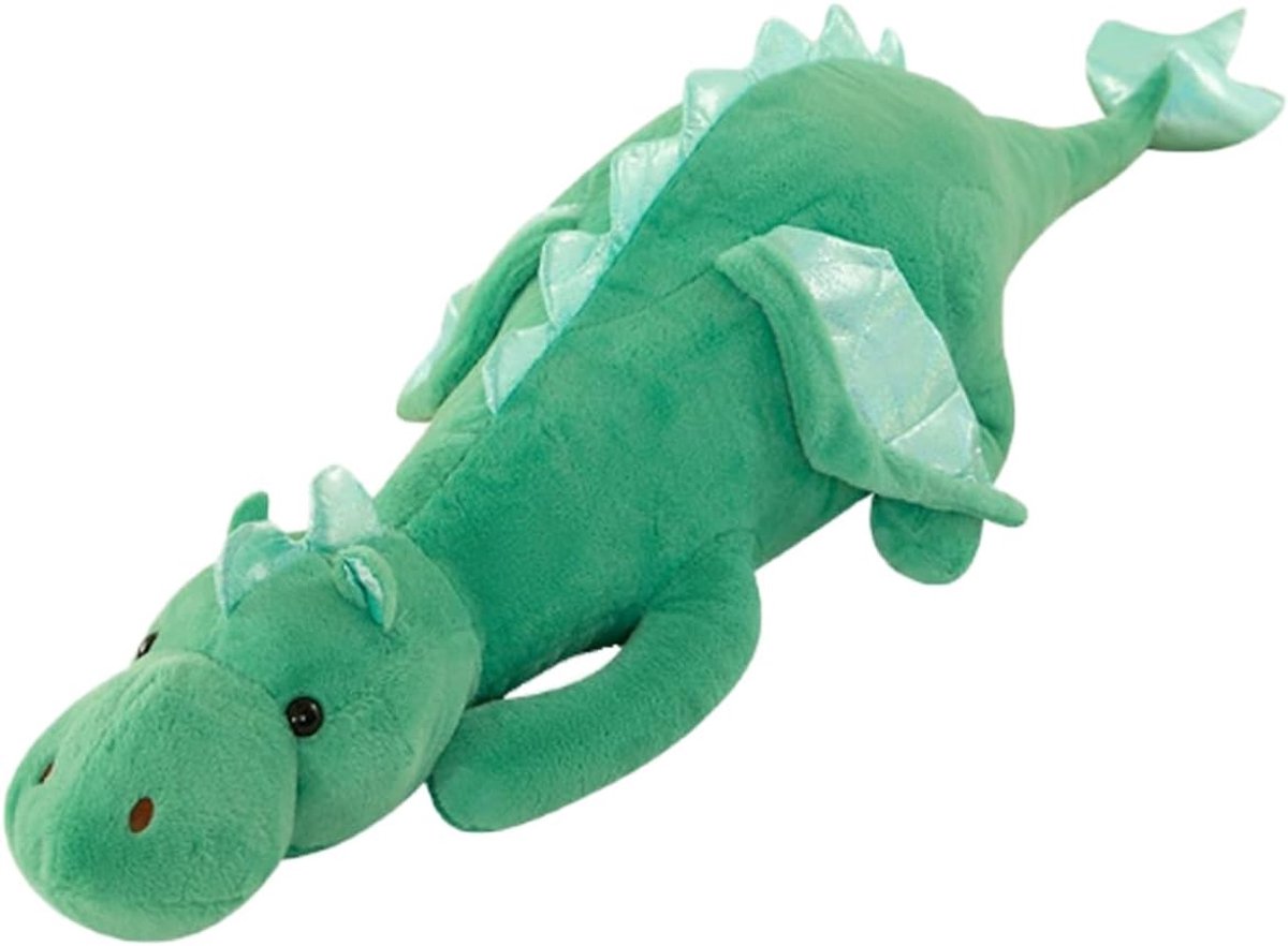Draak Pluche 60cm, Super Zacht Draak Lam Kuscheltje, Kinderkussen Draakvorm Roze&Groen, Pluche Speelgoed Jongens Meisjes (groen)