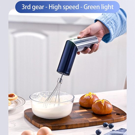 Opvouwbare Elektrische Mixer - Draagbare Keukenmixer - Beslag Mengen - 3 Snelheden - 19.5 cm - Zwart — afbeelding 5
