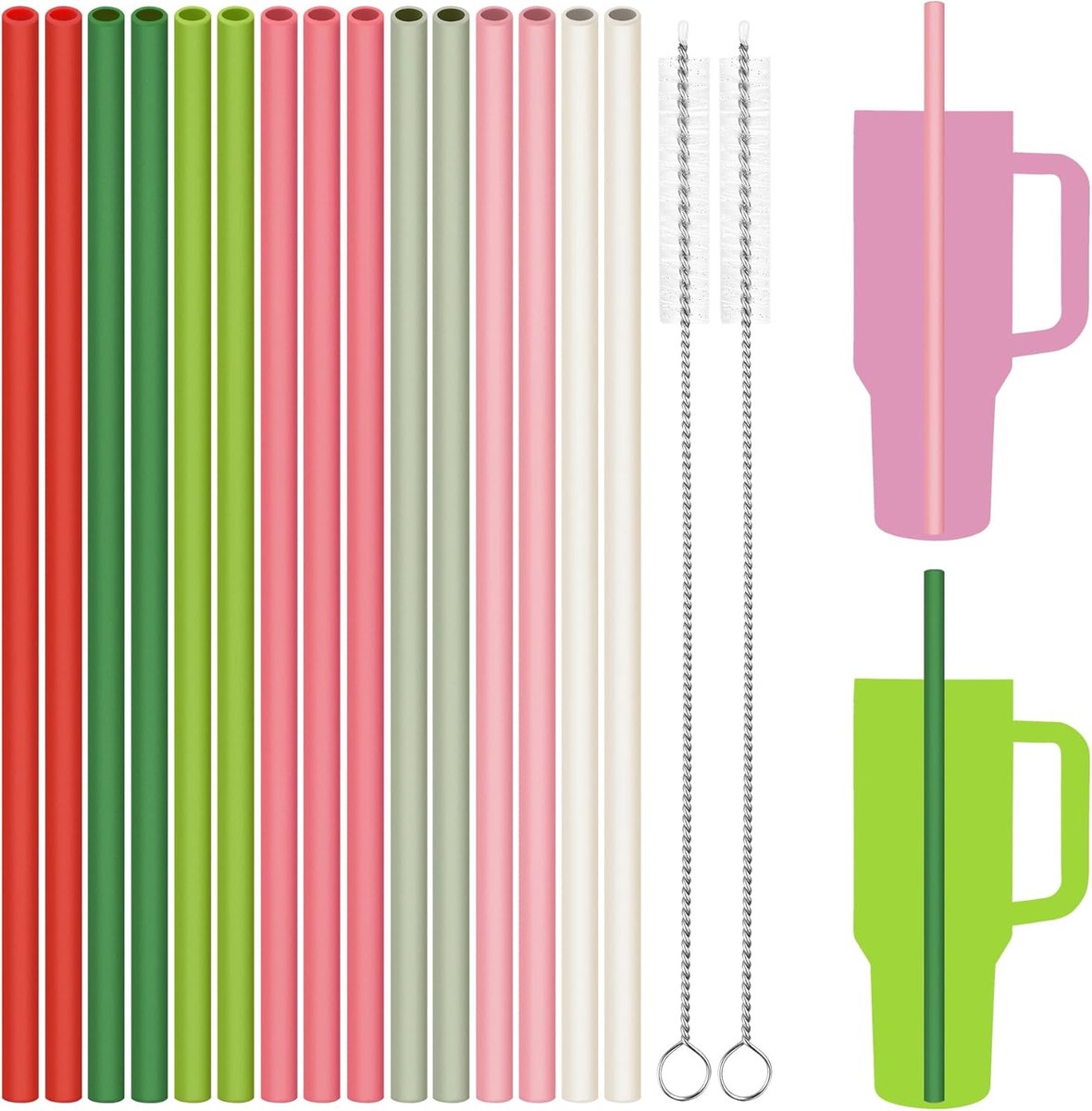 15 stuks 30,5 cm herbruikbare siliconen drinkrietjes voor Stanley