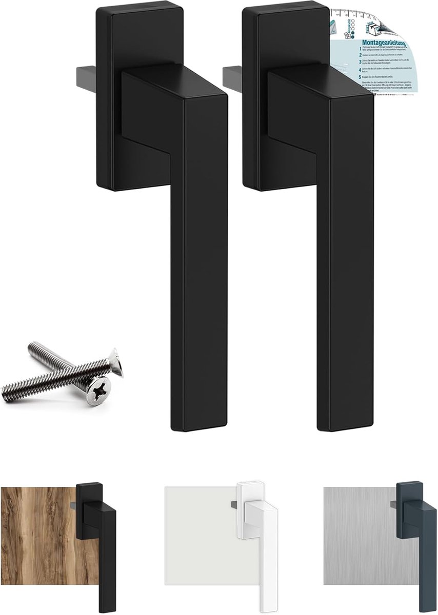 Exclusieve aluminium raamgreep, diepzwart Ral9005 (35 mm), 2 stuks