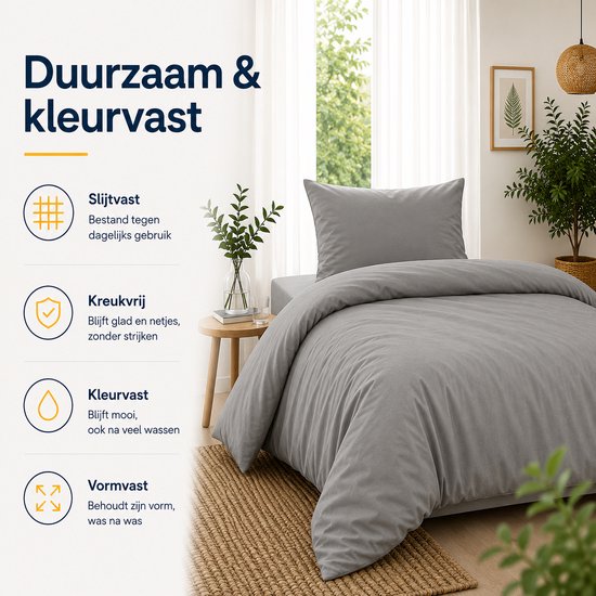 Komfortec Premium Dekbedovertrek 240x220 cm + 2x Kussensloop 80x80 cm - Geborsteld 100% Polyester Microvezel 120 g/m² - 3-Delige Superzachte Beddengoedset - Grijs van Komfortec — afbeelding 3