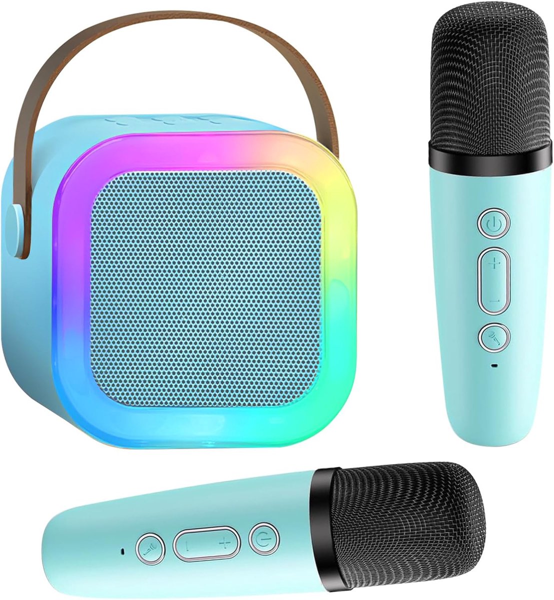 Karaoke Set voor Kinderen met 2 Microfoons & Bluetooth Luidspreker | Draadloze microfoons, LED-lampjes & stemeffecten – luidspreker voor feesten, ideaal cadeau voor kinderen van 3 tot 12 jaar