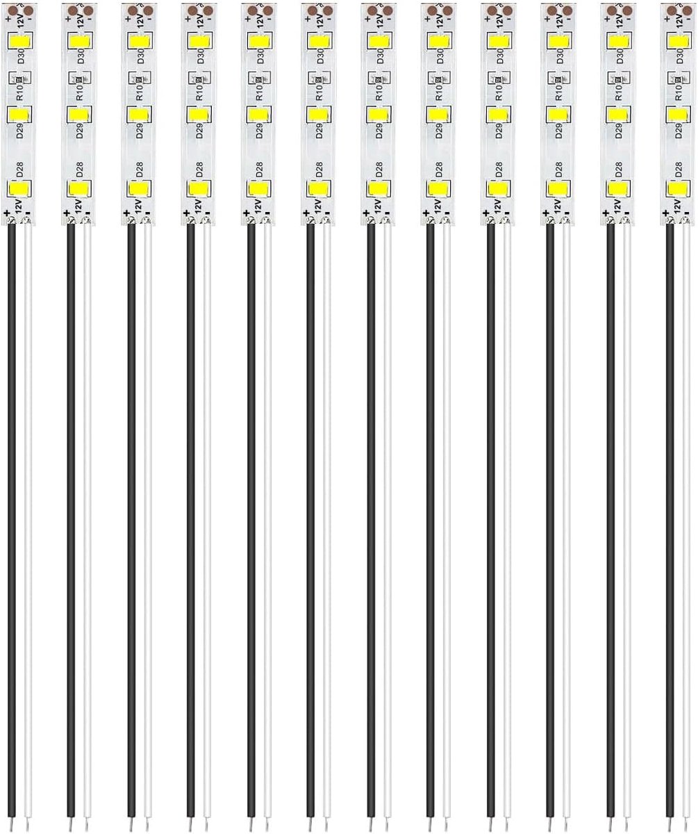 12 stuks 50 mm voordraadstrips, 2335 SMD LED, 12-18V ledstrips, modelbouw led-verlichting, wit