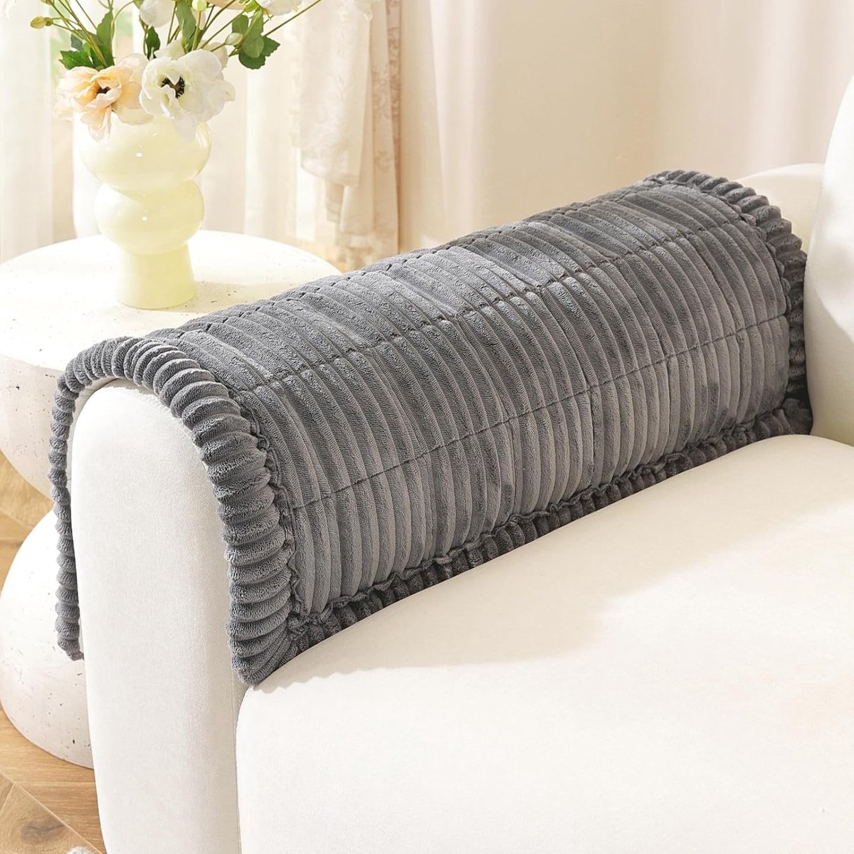 Dikke universele bankhoezen voor chaise longue en hoekbanken, super schuim en antislip, grijs, 50x60cm
