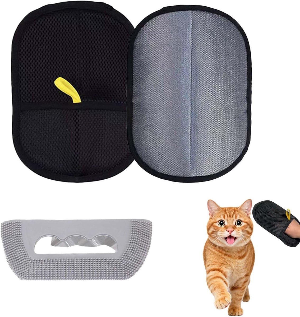 2 Stuks Kattenhaarverwijderingshandschoenen en Reinigingskam - Effectief, Duurzaam, Comfortabel, Geschikt voor Alle Soorten Vachten, Blauw