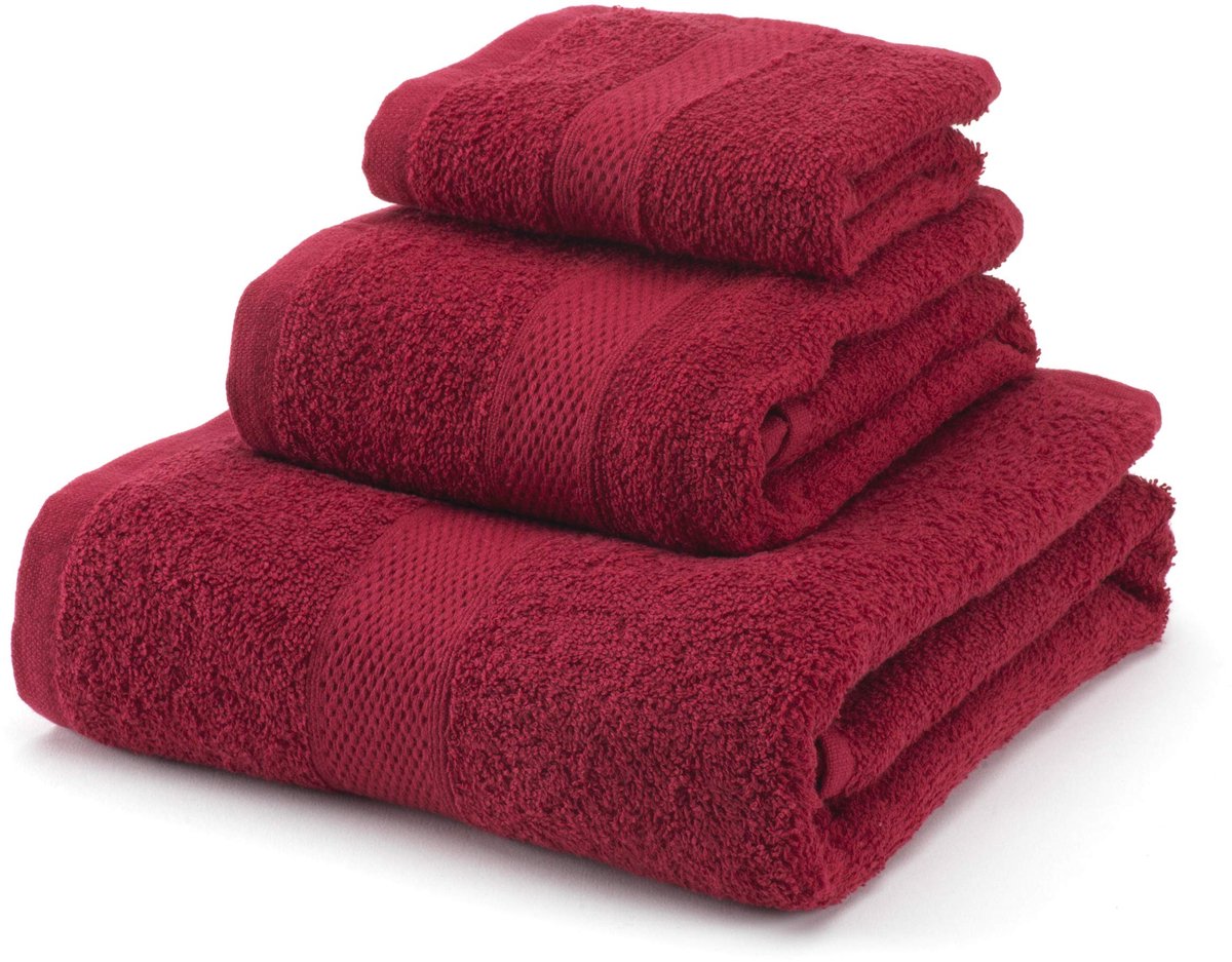 Omgoods - Handdoeken Set - 100% Gekamd Katoen - Bordeau, 3-delige Set