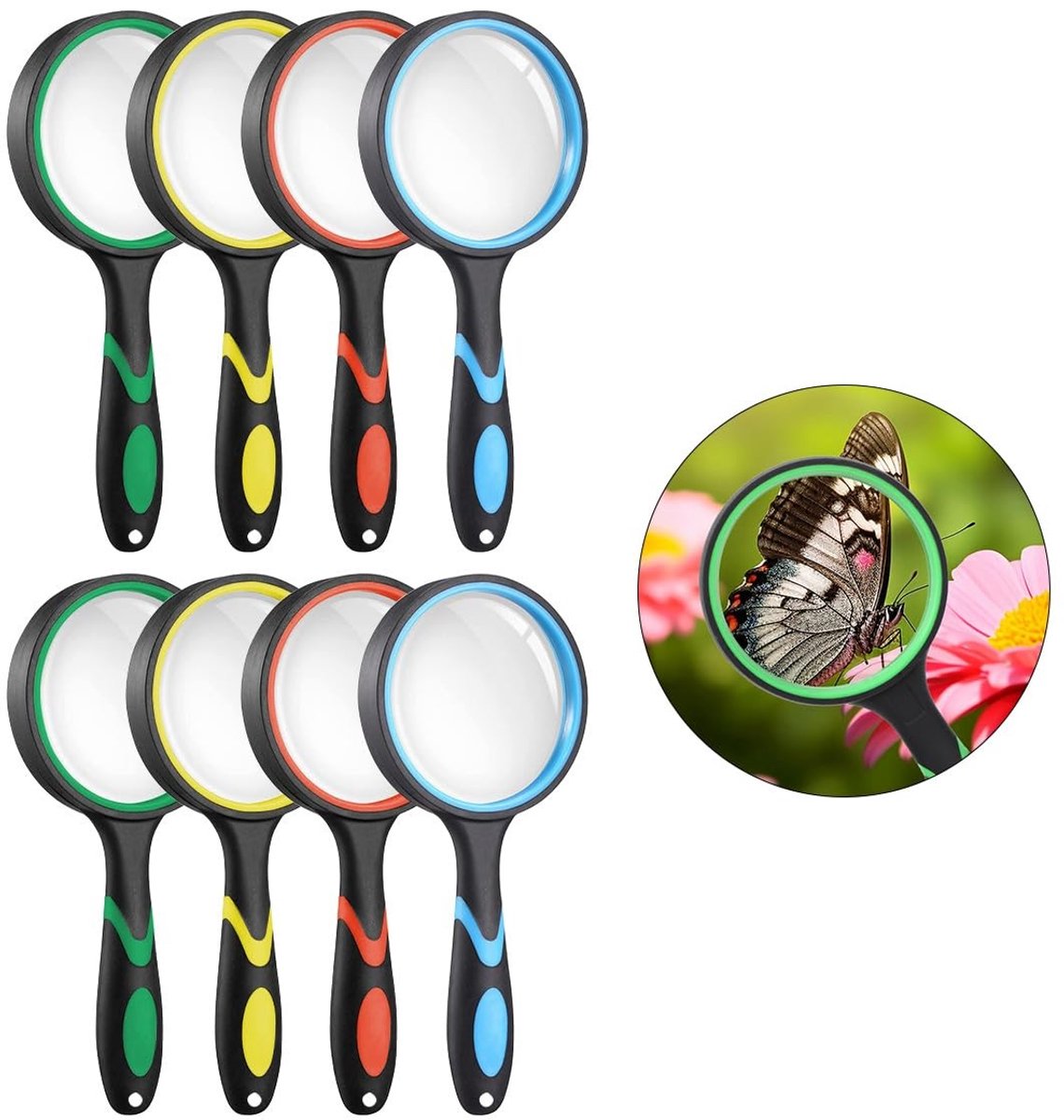 Omgoods - 8 Stukken Vergrootglas voor Kinderen - 10x Handheld Leeshulp