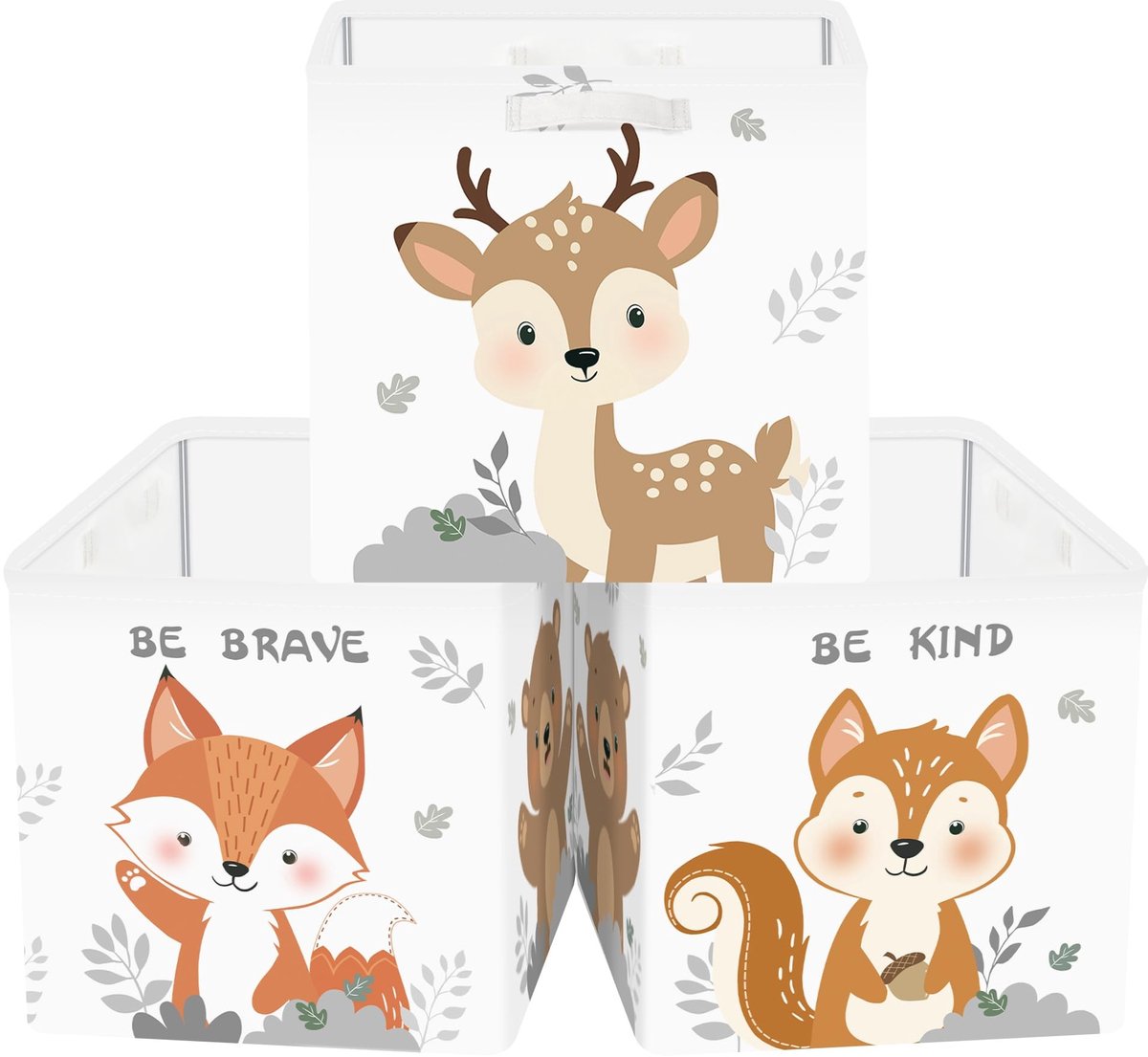 Omgoods - Set van 3 Opbergdozen met Schattige Dieren voor Kleding en Speelgoed