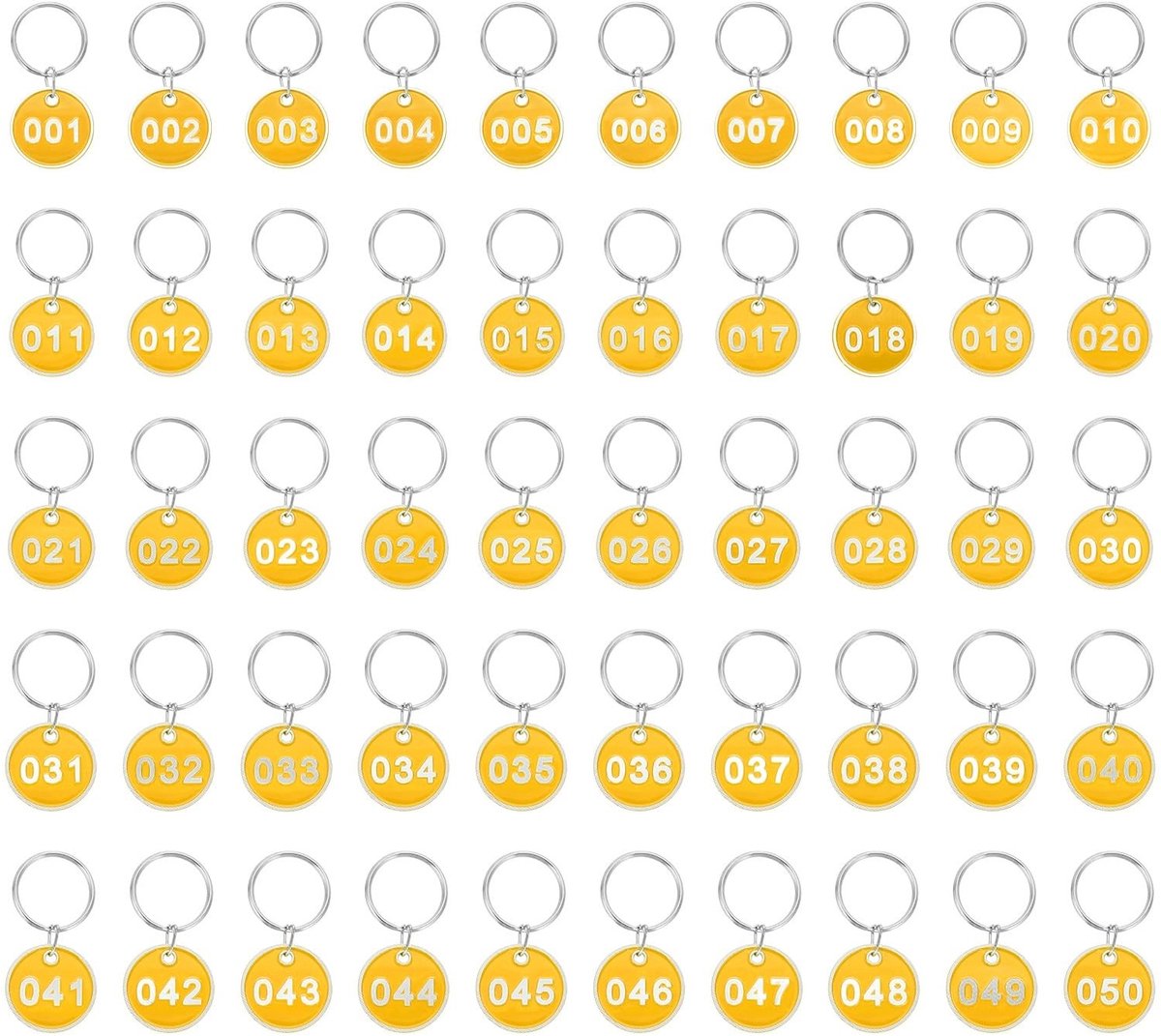 Omgoods - 50 Stuks Aluminium Nummerlabels - ID Tags met Ringen voor Organisatie en Identificatie