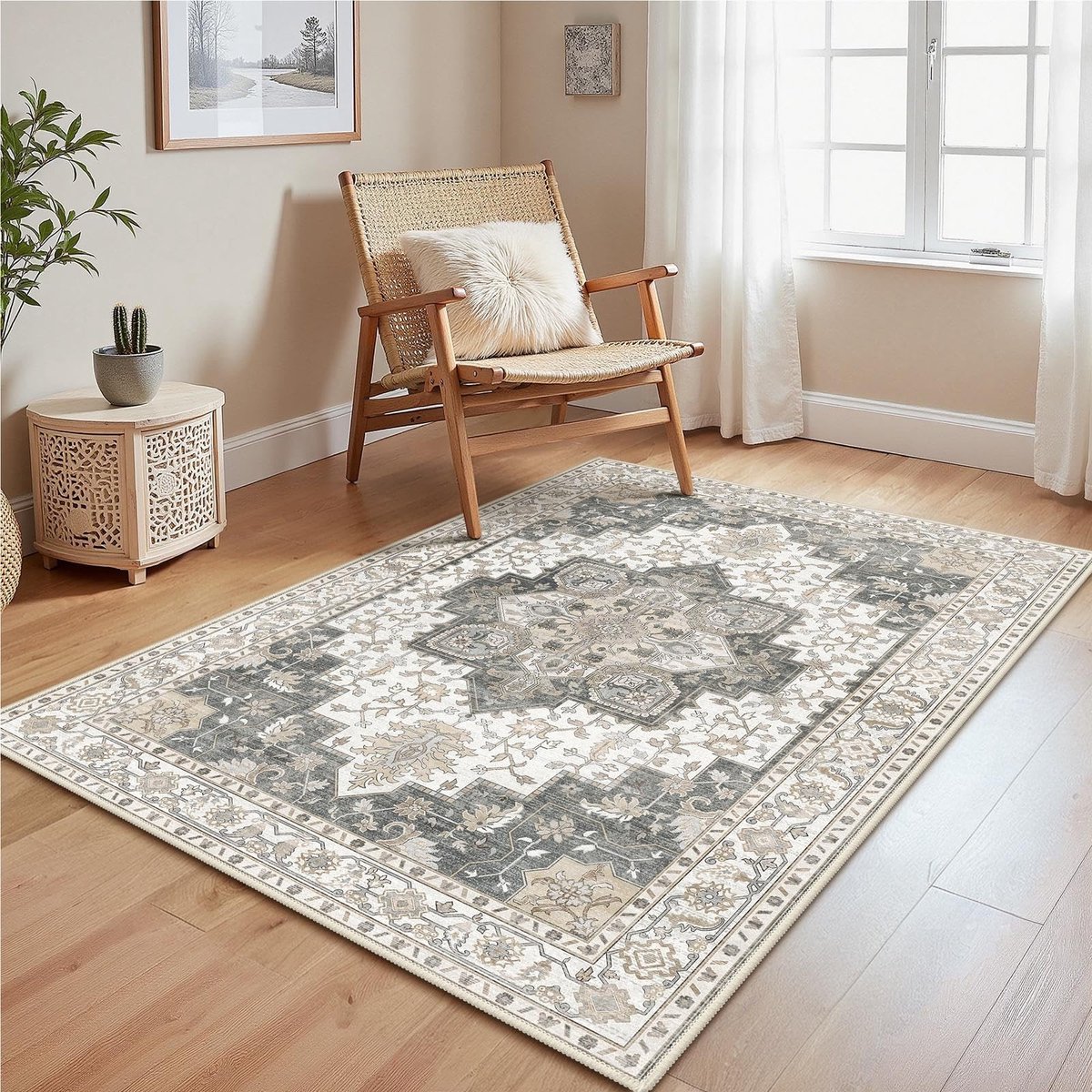 Omgoods - Vintage Vloerkleed - Machinewasbaar en antislip 120 x 170 cm