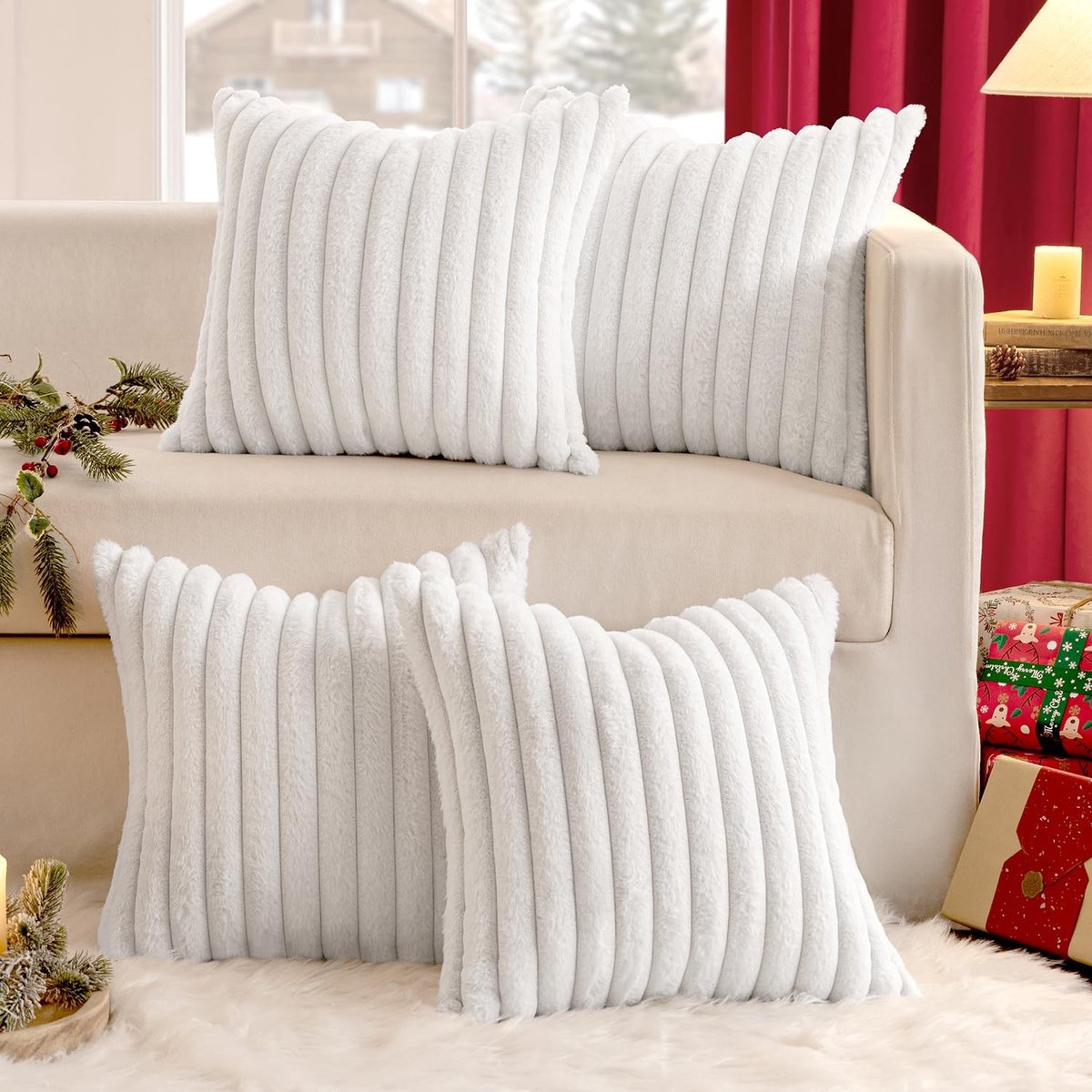 Omgoods - Plush Kussenhoes 45 x 45 cm - Fluffy Decoratieve Kussenhoes voor Sofa