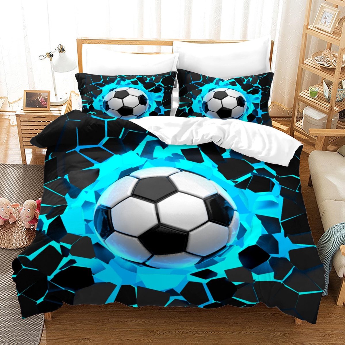 Omgoods - Voetbal Duvet Cover Set voor Tieners en Volwassenen