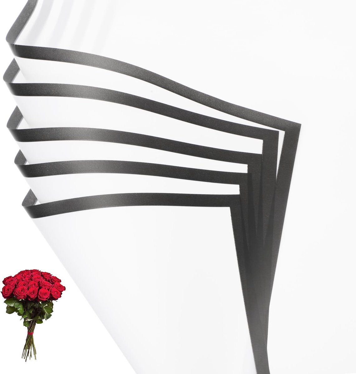 Omgoods - Bloem Cadeaupapier - 20 Vellen Waterdicht met Zwarte Rand
