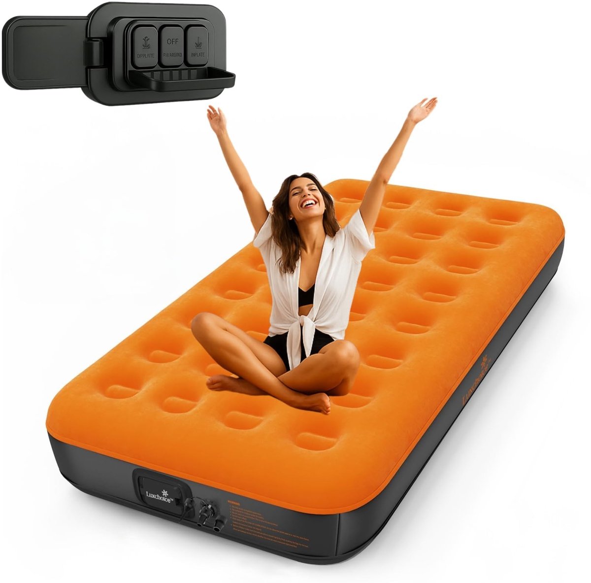 Omgoods - Luxe Eenpersoons Luchtbed met USB Pomp - 190x99x22cm