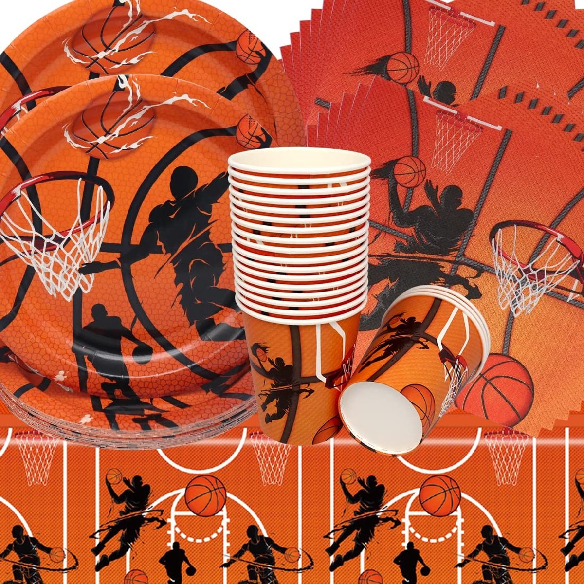 Omgoods - Basketbal Feestservies Set voor 20 Gasten, 61 Stuks