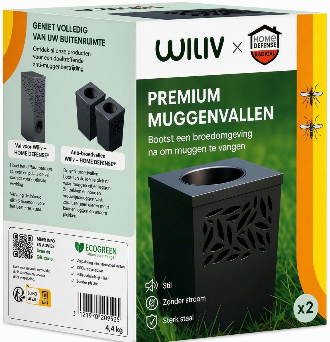 Home Defense Muggenvanger voor Buiten – Alternatief voor Muggenlamp & Muggenstekker– ca. 75 m² per val – Zonder Stroom - ShopVlot