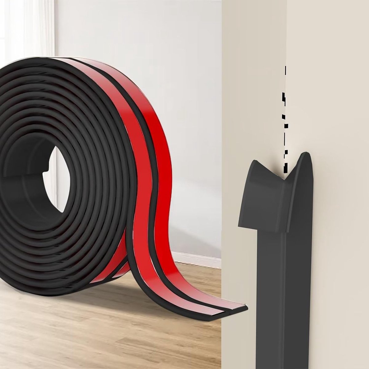 Hoekbescherming Muur, Flexibele TPE Plint, L-Vormige Hoekstrip Voor Muren, Deuren, Keuken, Ramen, Ideaal Voor Doe-Het-Zelf Renovaties (Zwart, 4 cm x 4 m)