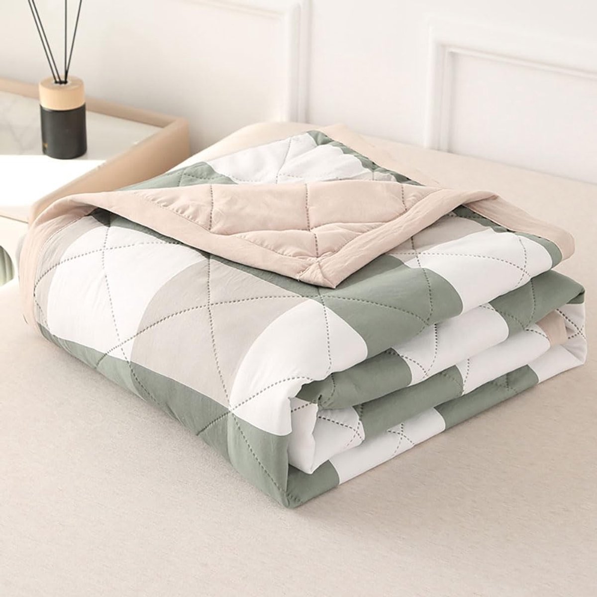 Omgoods - Bedspread Quilt Plaid voor Enkele en Dubbele Bedden - Lichtgewicht Geëmbosseerde Dekbed Cover