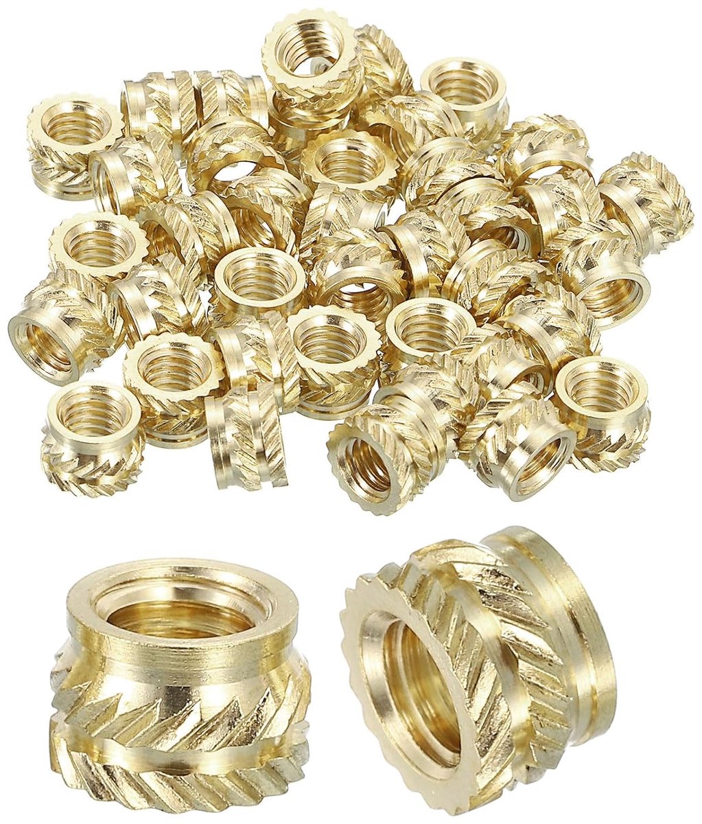 Moeren met sleufinvoer, 25 stuks M6 x 6 mm L x 9 mm Od 3D-printen messing moeren met schroefdraad vrouwelijke moeren voor het inbrengen thermovaste messing inzetstukken