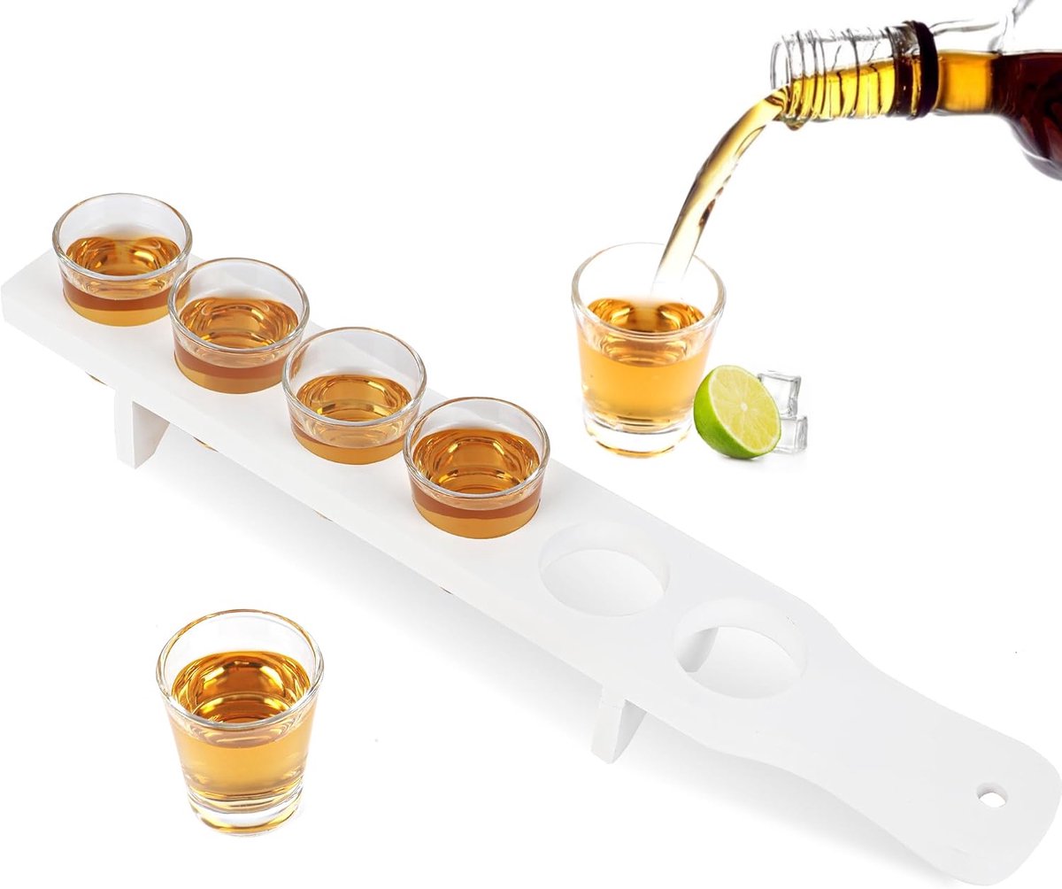 borrelglazenhouderset bevat 6 tequila-glazen en een dienblad voor bulk, transparante shotset voor feestjes, bar, club, cocktail, wit