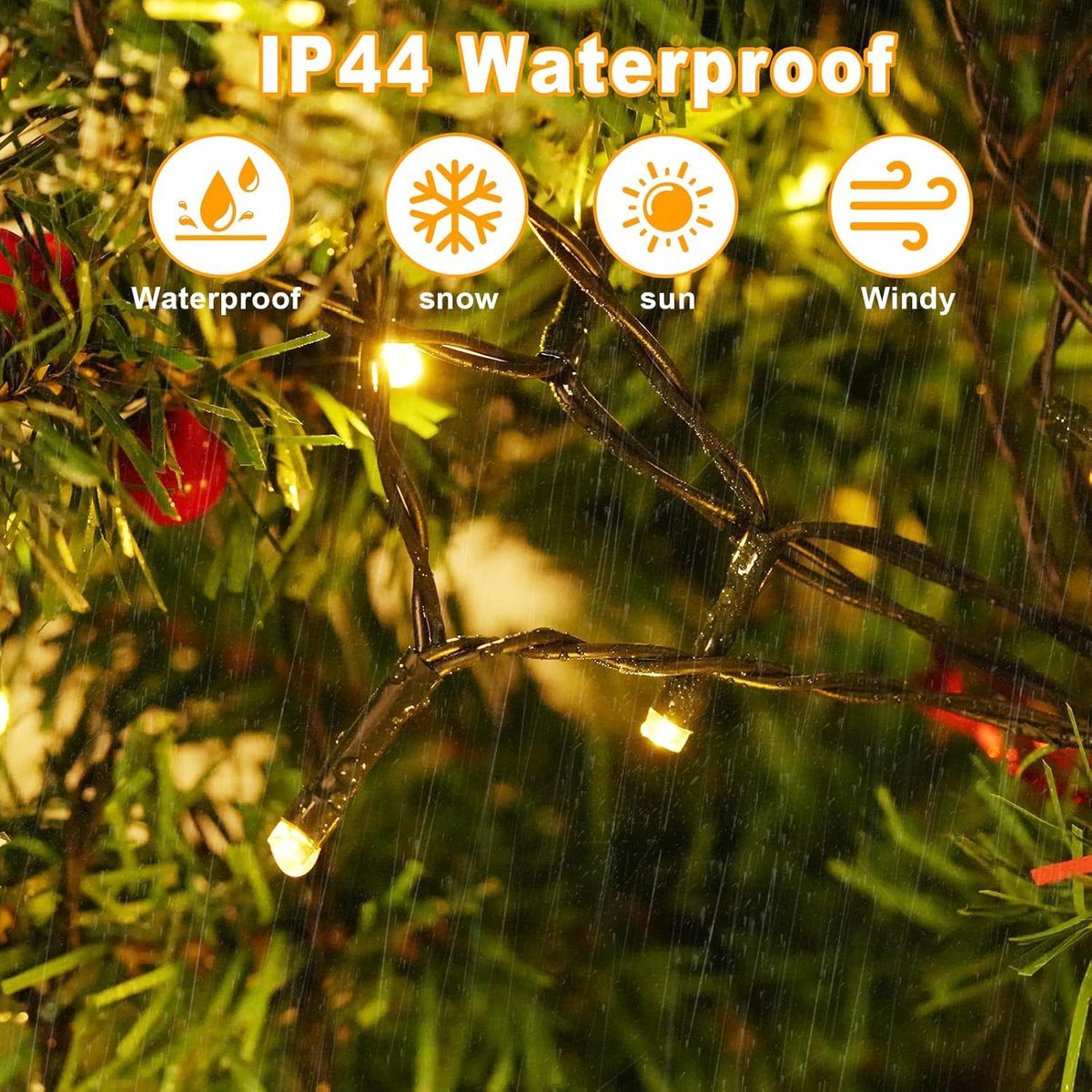 Kerstboomlichtketting met ster, 400 leds, 16 strengen à 2 m, warmwit, voor binnen en buiten, led-kerstboomlichtketting
