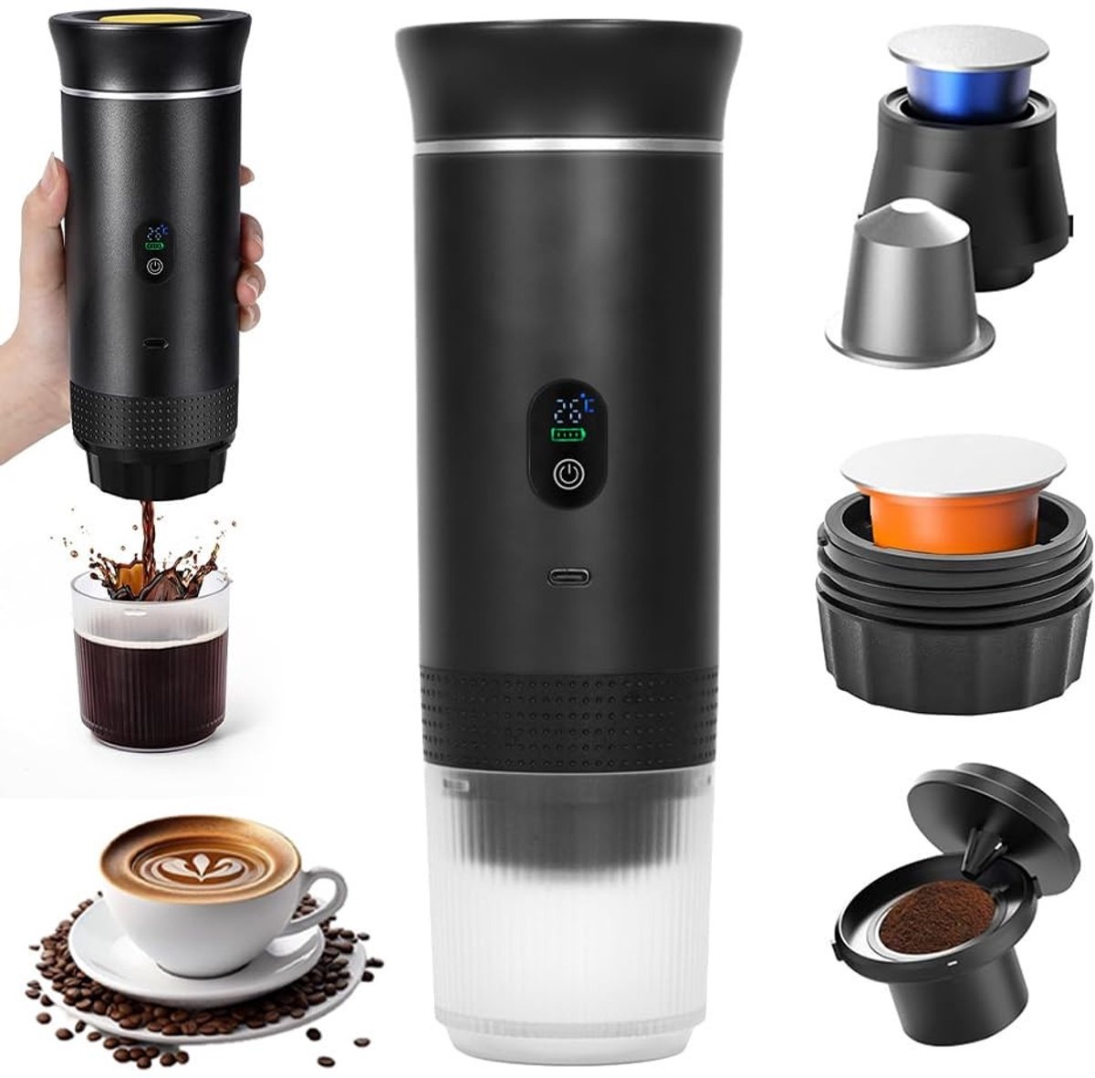 Omgoods - Draagbare Koffiemaker met Batterij - Perfect voor Camping