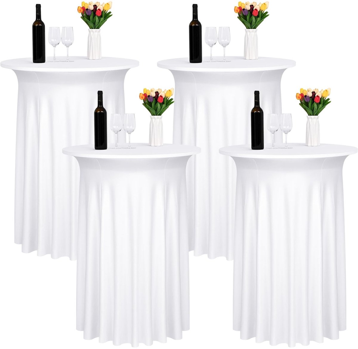 Omgoods - Set van 4 Witte Spandex Cocktailtafelrokken - 32" x 43"