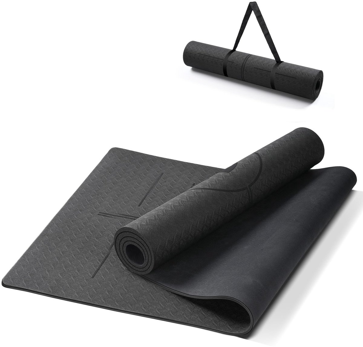 Omgoods - Antislip Yogamat van Natuurlijk Rubber met Uitlijnmarkeringen