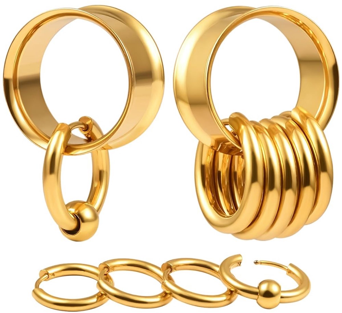 Omgoods - Set van 16 Stuks - Grote Dubbele Flare Oorgauges