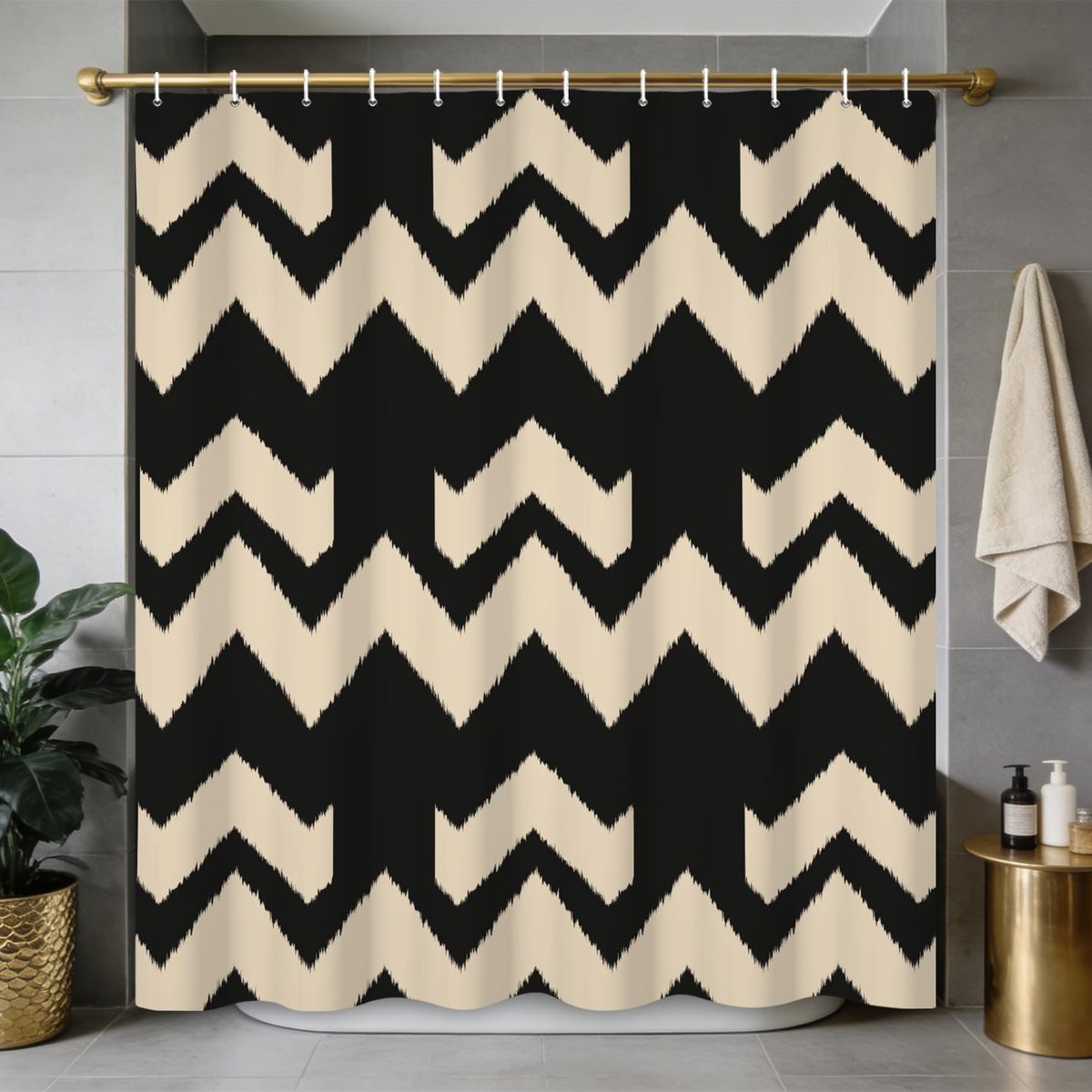 Omgoods - Douchegordijn Gestreept 180 x 180 cm Waterdicht en Wasbaar