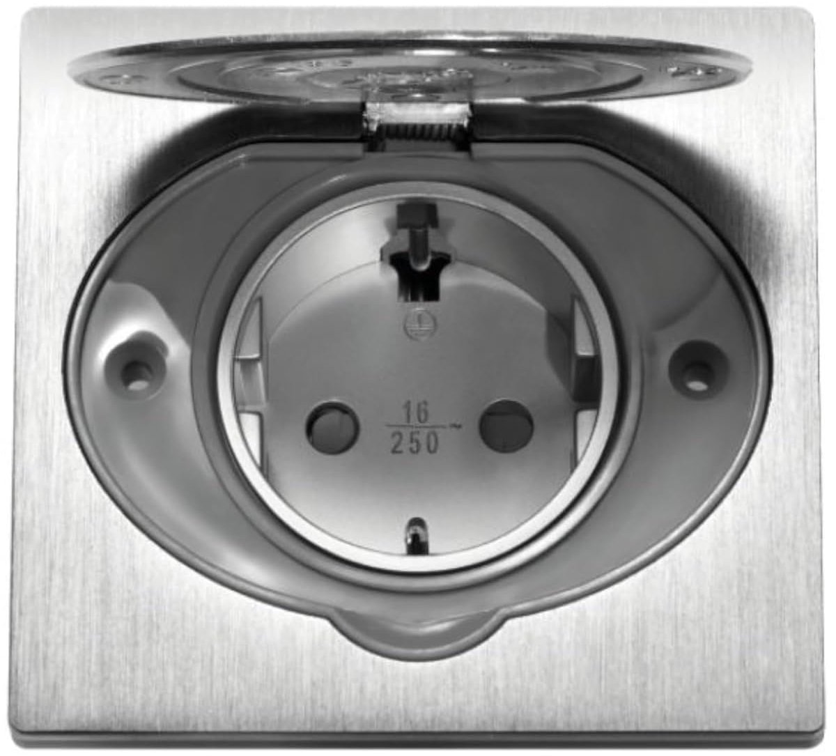 Aansluiting Stekkerdoos IP44 - Type F Geaard Stopcontact (Schuko) (Geborsteld aluminium)