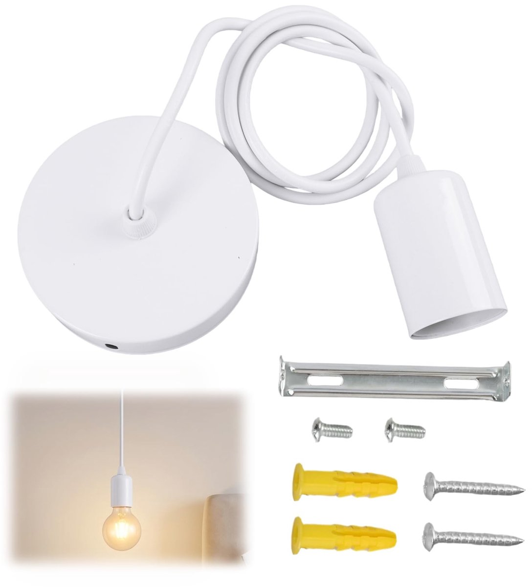 Omgoods - 2 Stuks Metalen Lampophangingen E27-fitting 100 cm Kabel