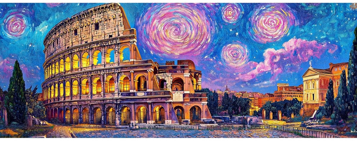 Omgoods - Grote Diamant Art Kits voor Volwassenen - Rome Nachtzicht 30x80 cm